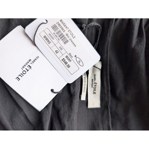 NWT Isabel Marant Etoile Lecia Black‎ One Shoulder Ruched Mini Dress Size 42/10 - Picture 8 of 10